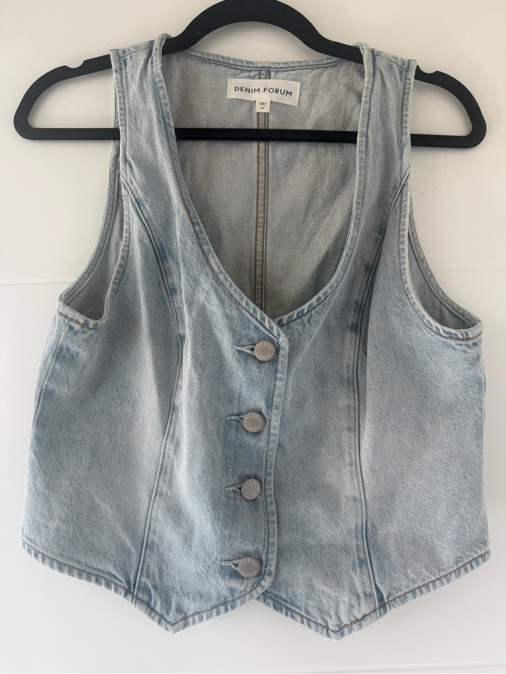 Denim Forum Light Blue Washed Denim Vest